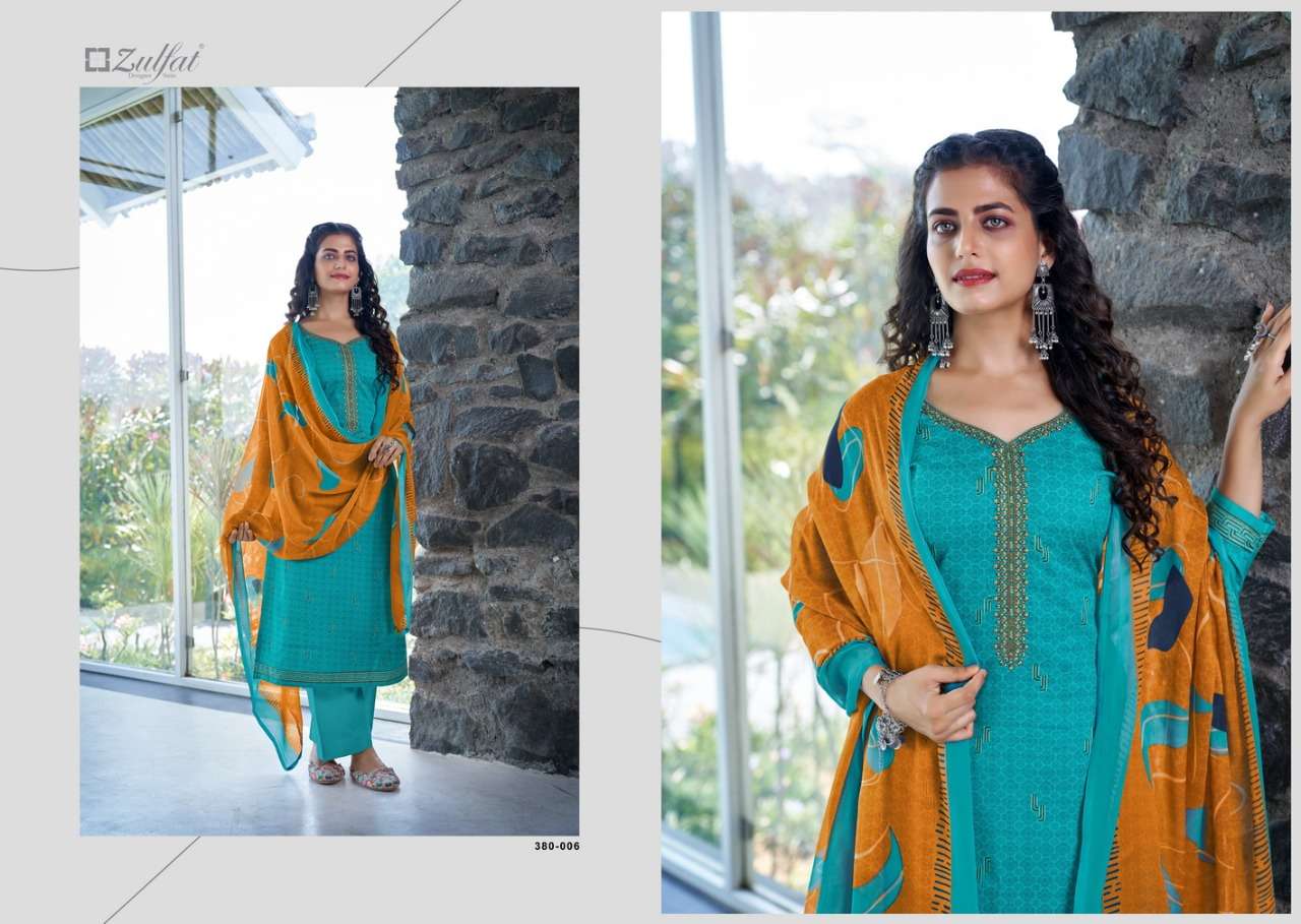 Zulfat Shanaya Catalog Designer Wear Cotton Printed Ladies Dress Materials