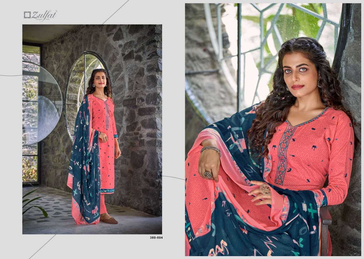Zulfat Shanaya Catalog Designer Wear Cotton Printed Ladies Dress Materials