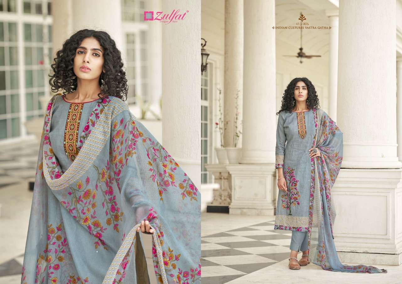 Zulfat Summer Bonanza Catalog Daily Wear Pure Cotton Mirror Handwork Unstitched Dress Materials 