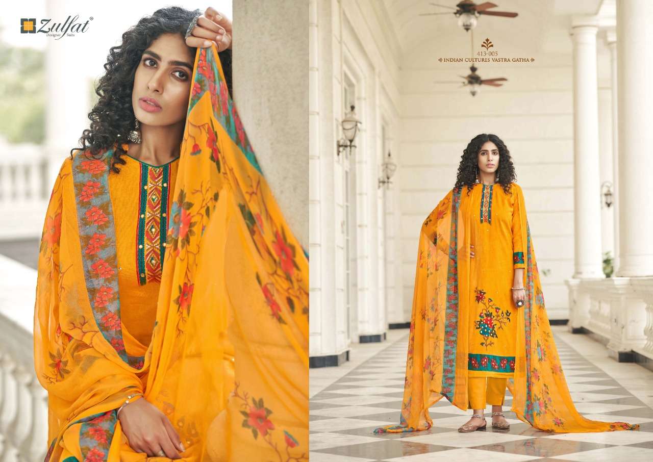 Zulfat Summer Bonanza Catalog Daily Wear Pure Cotton Mirror Handwork Unstitched Dress Materials 