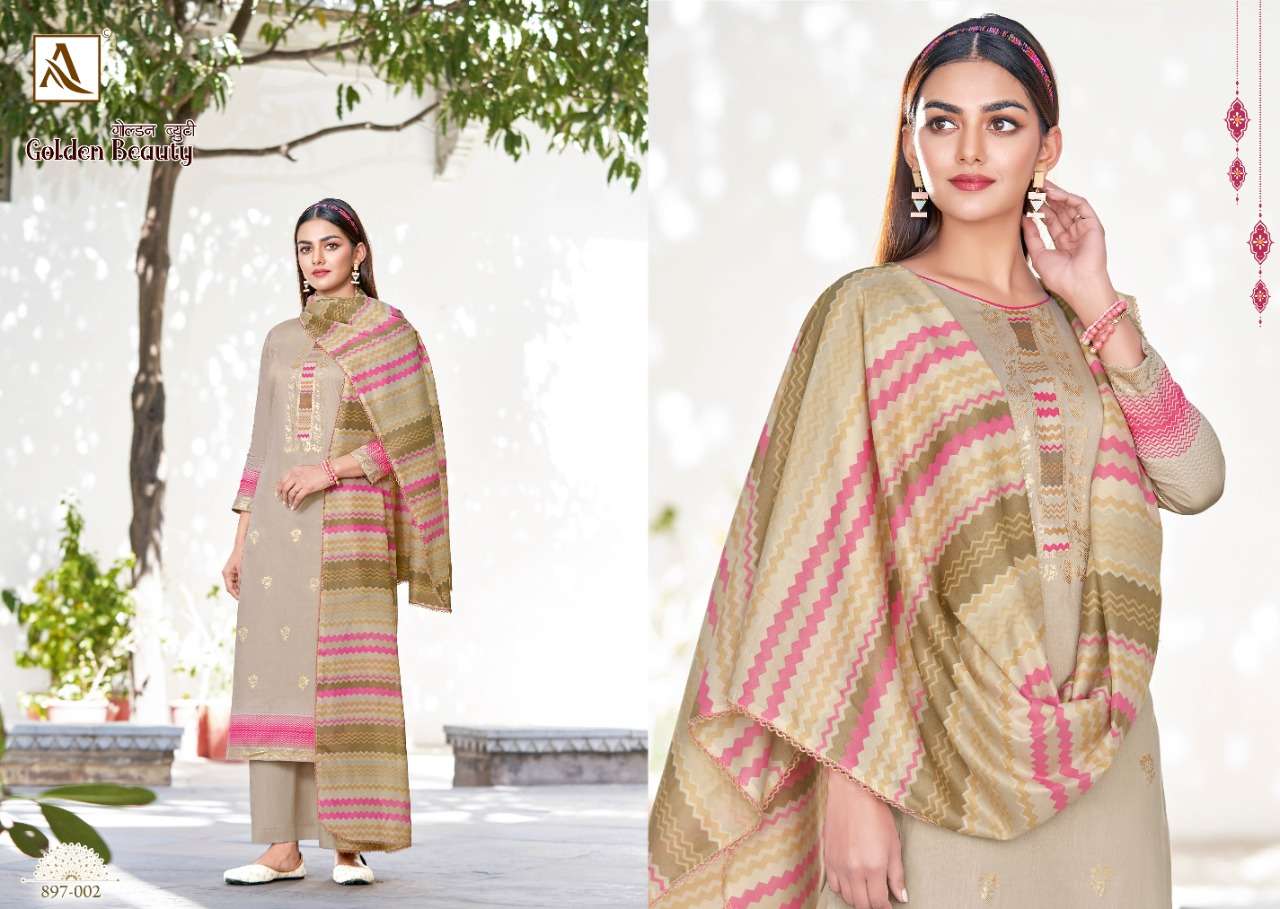 Alok Golden Beauty Catalog Festive Wear Jam Cotton Unstitched Ladies Dress Materials 