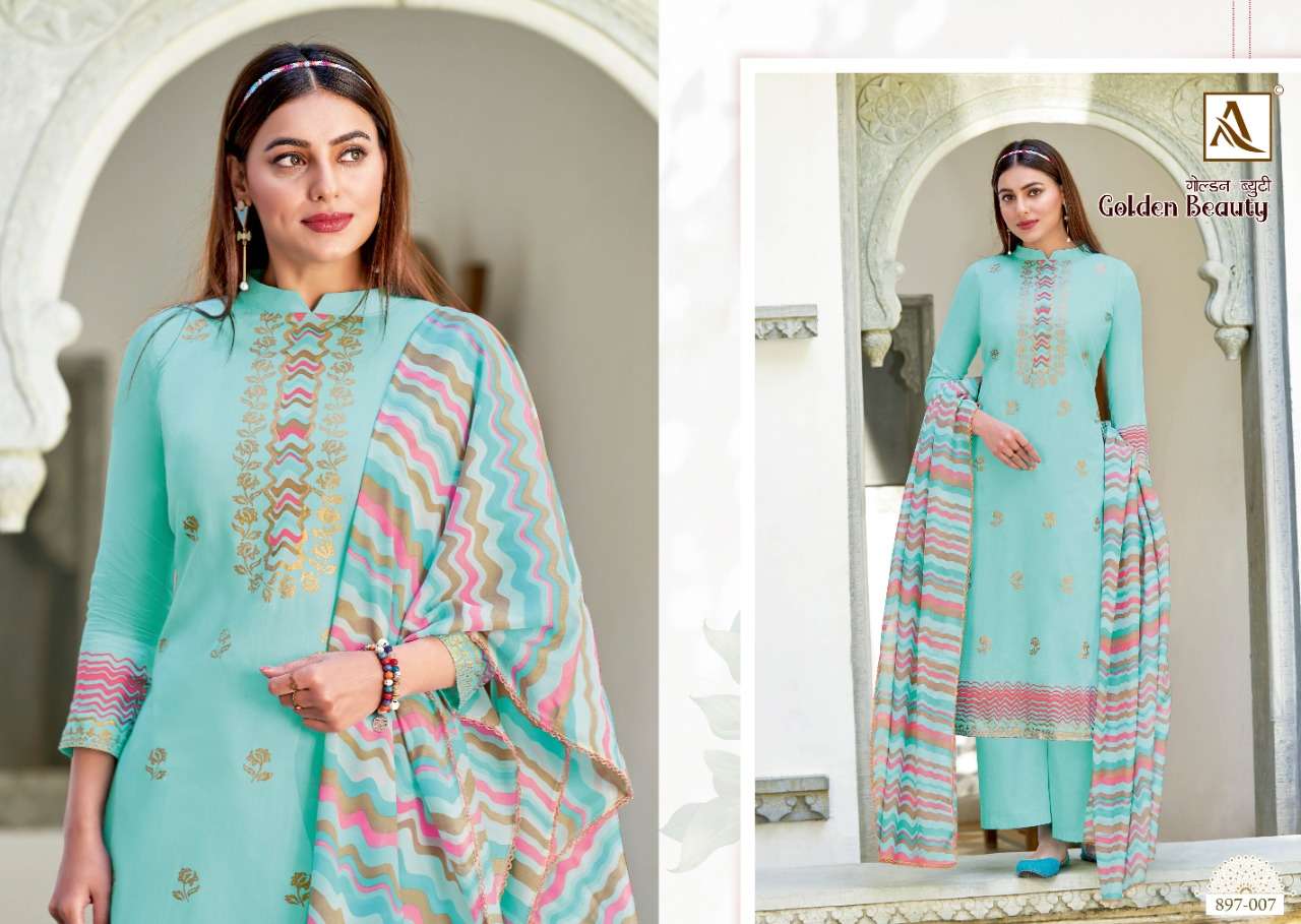 Alok Golden Beauty Catalog Festive Wear Jam Cotton Unstitched Ladies Dress Materials 
