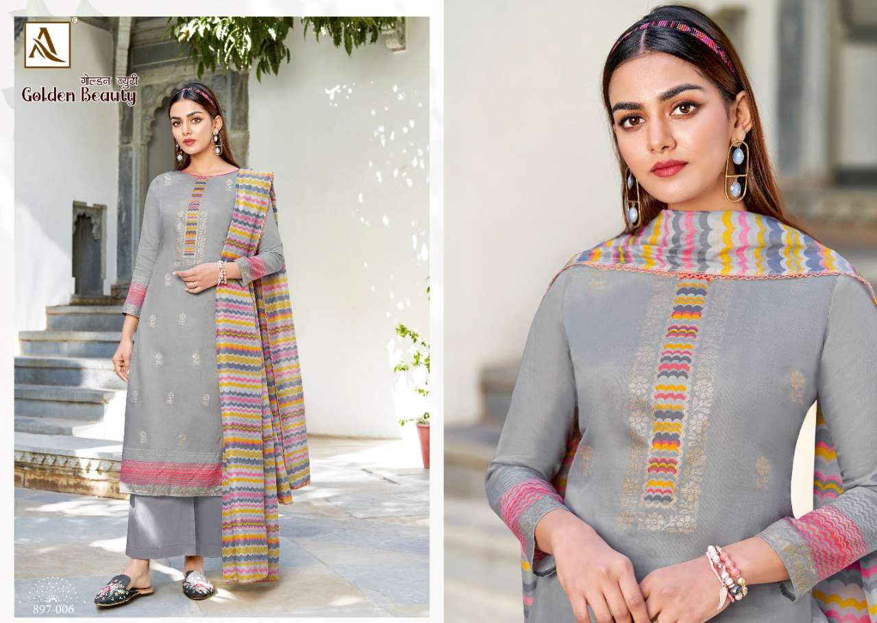 Alok Golden Beauty Catalog Festive Wear Jam Cotton Unstitched Ladies Dress Materials 