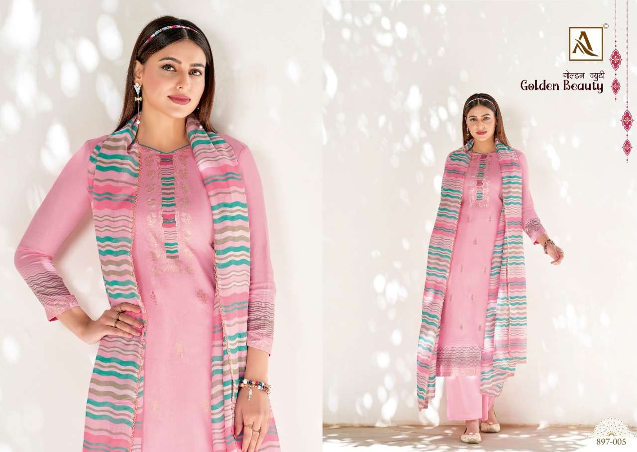 Alok Golden Beauty Catalog Festive Wear Jam Cotton Unstitched Ladies Dress Materials 
