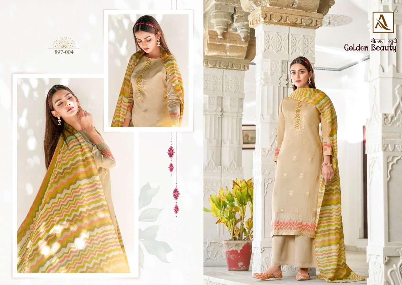 Alok Golden Beauty Catalog Festive Wear Jam Cotton Unstitched Ladies Dress Materials 