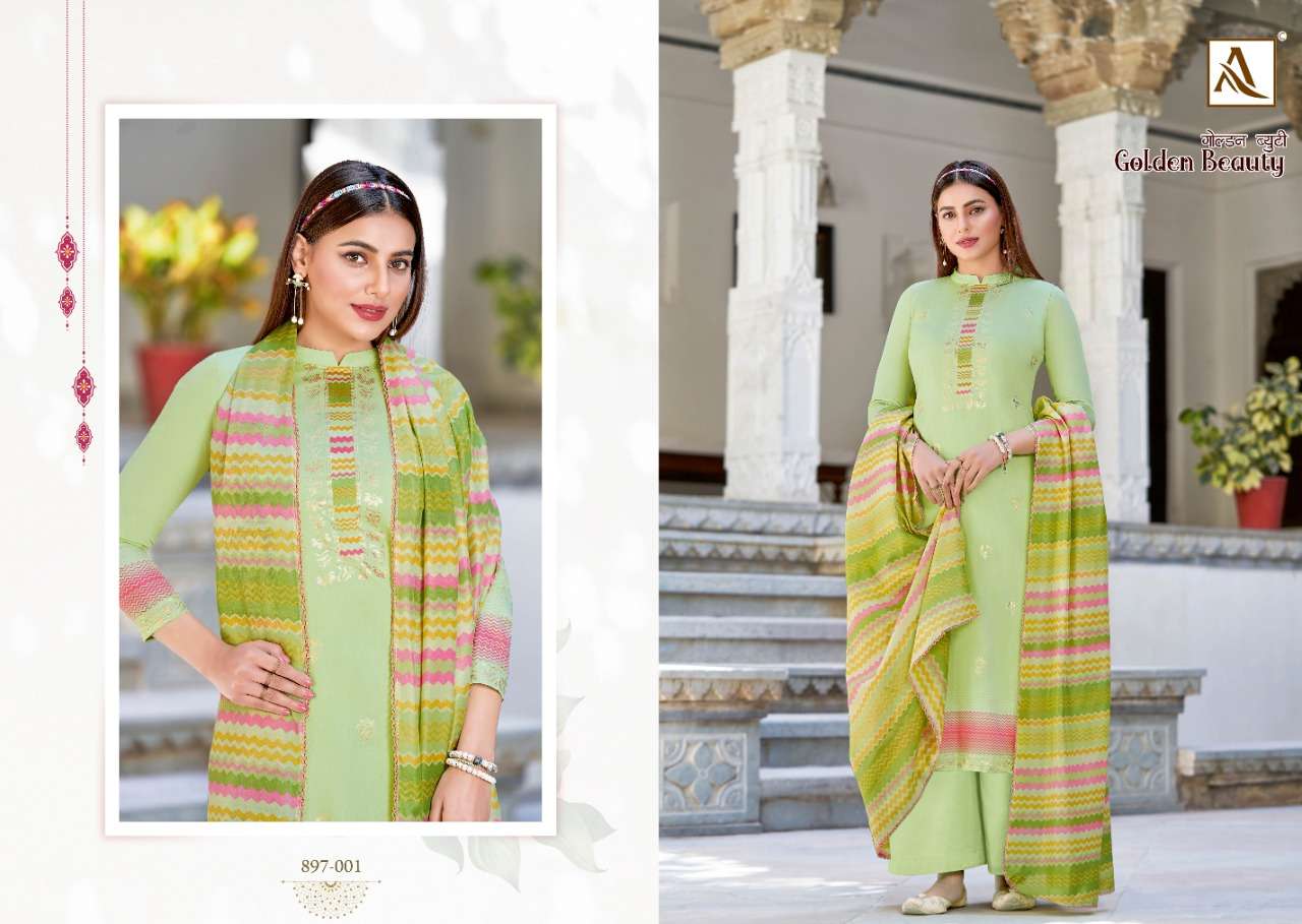 Alok Golden Beauty Catalog Festive Wear Jam Cotton Unstitched Ladies Dress Materials 