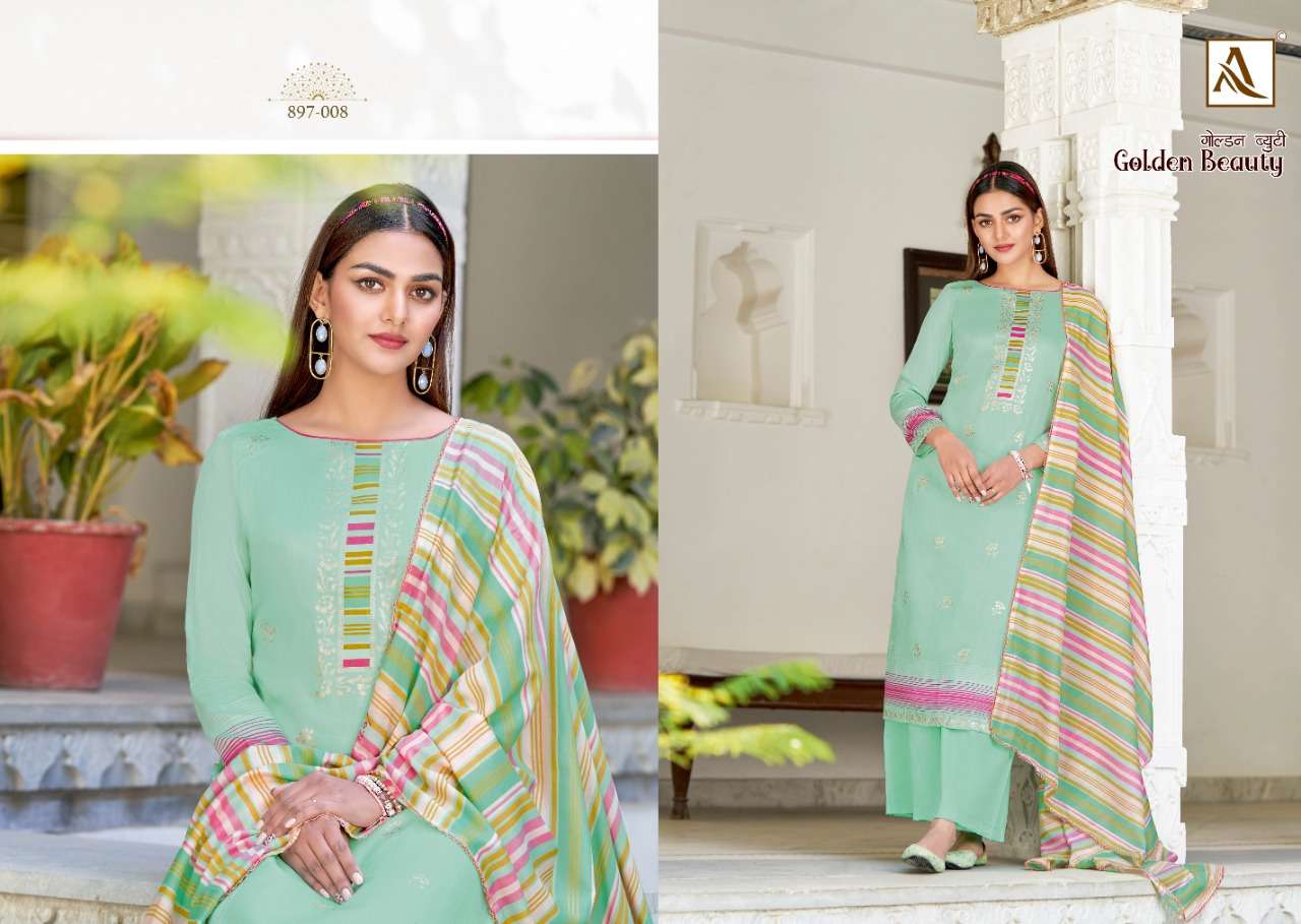 Alok Golden Beauty Catalog Festive Wear Jam Cotton Unstitched Ladies Dress Materials 