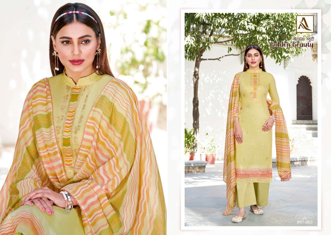 Alok Golden Beauty Catalog Festive Wear Jam Cotton Unstitched Ladies Dress Materials 