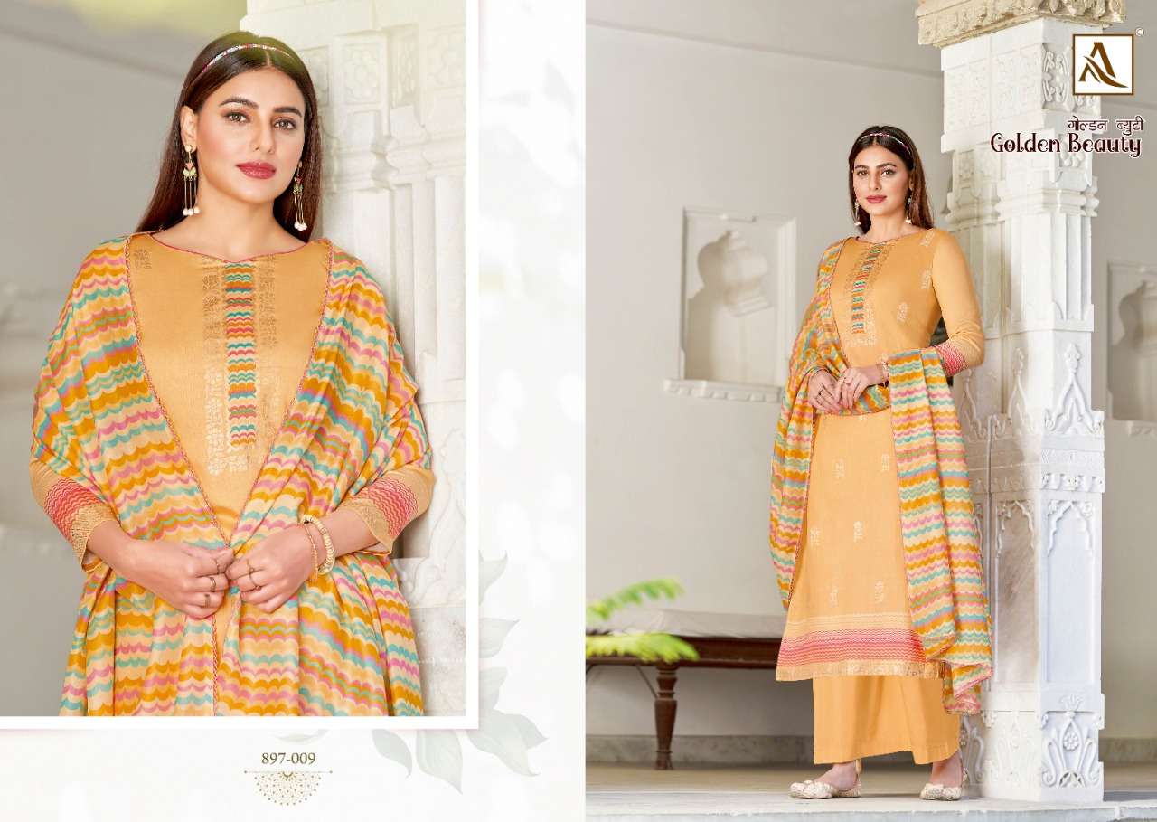 Alok Golden Beauty Catalog Festive Wear Jam Cotton Unstitched Ladies Dress Materials 