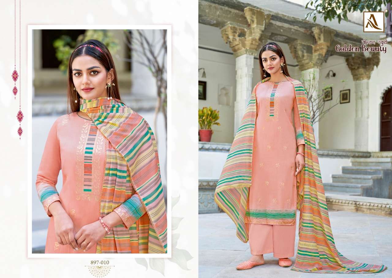 Alok Golden Beauty Catalog Festive Wear Jam Cotton Unstitched Ladies Dress Materials 