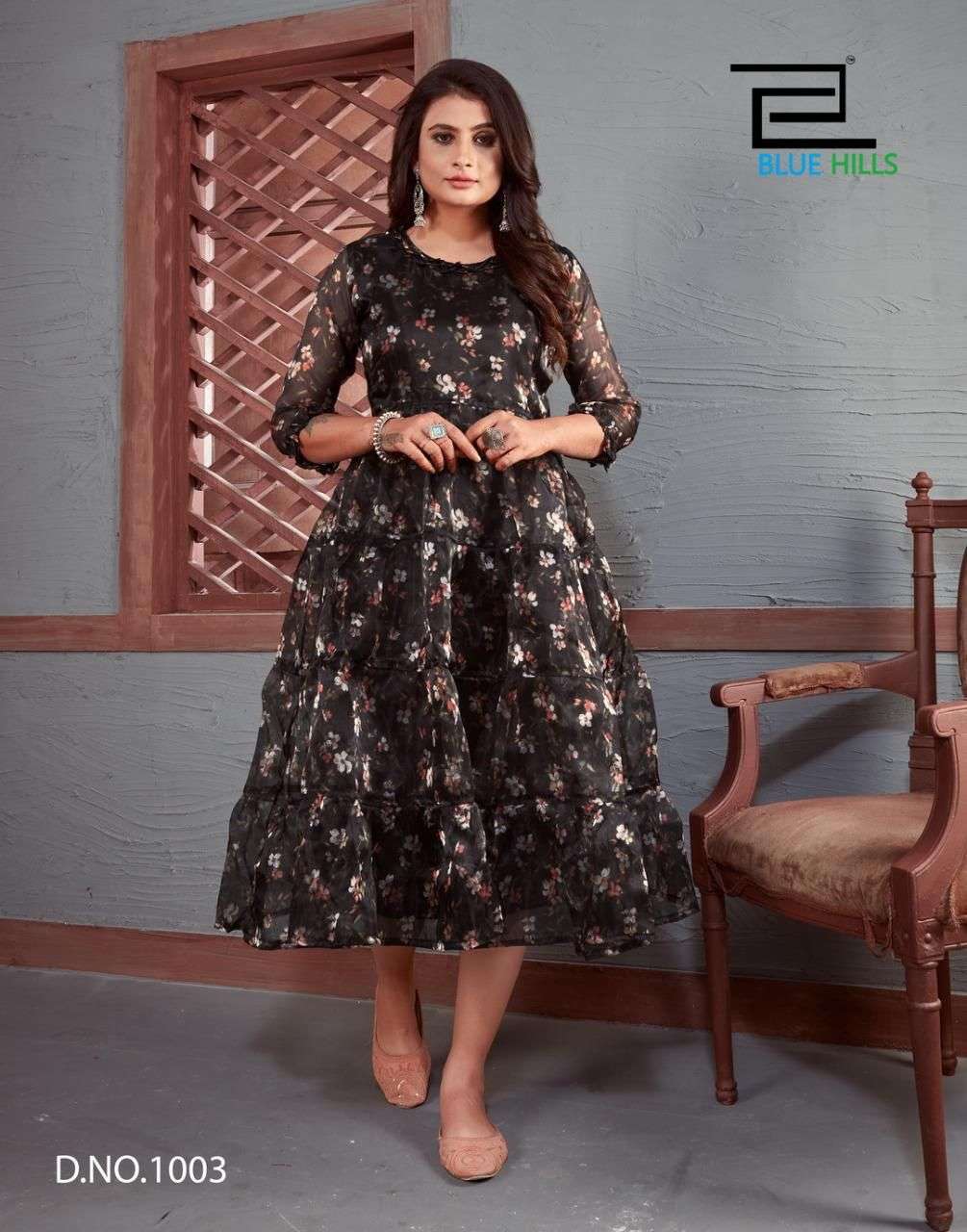 Blue Hills Royal Queen Vol 1 Catalog Fancy Wear Organza Printed Anarkali Kurtis 