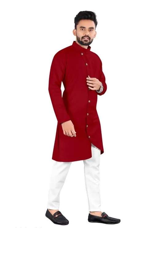 Fency Mens Maroon Kurta with pajama