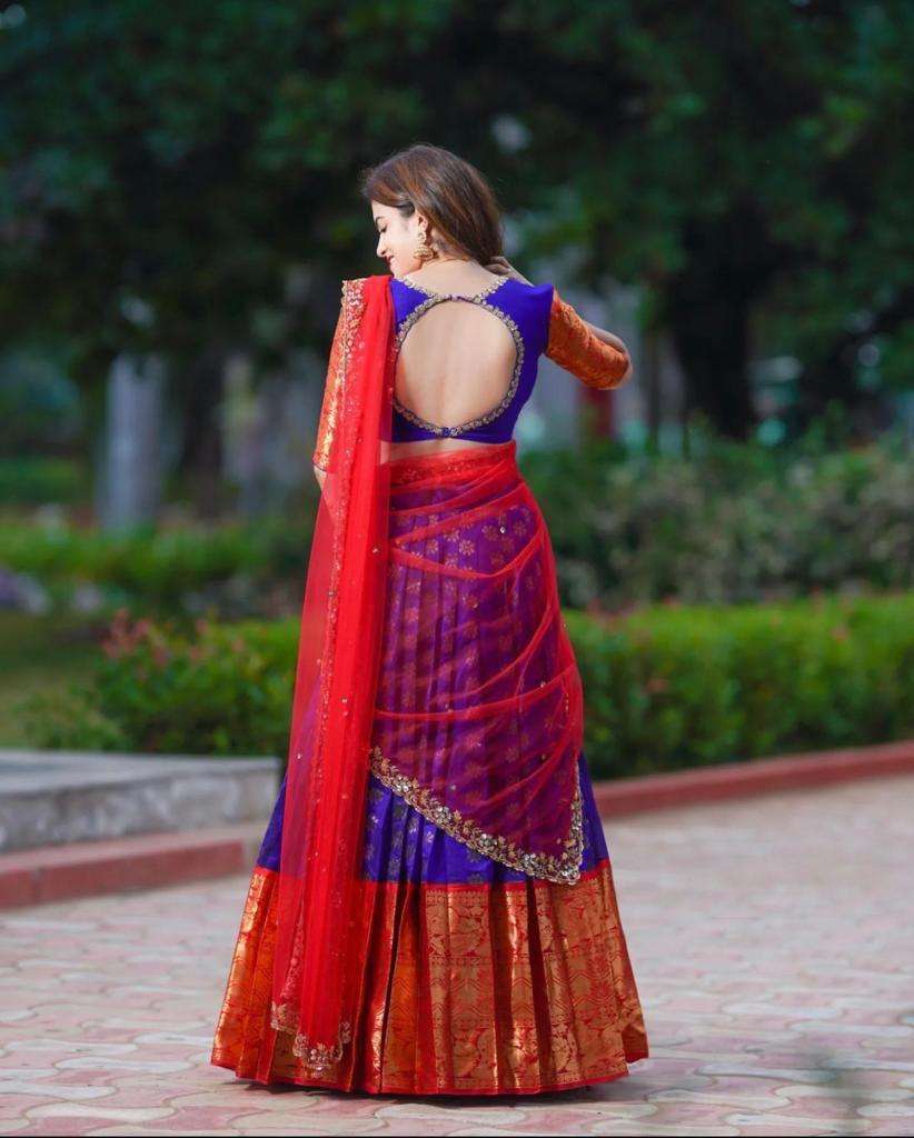 Kanjiveram Silk Zari Lehanga Buy Royal Blue Color Kanjivaram Silk lehenga Choli  collection 
