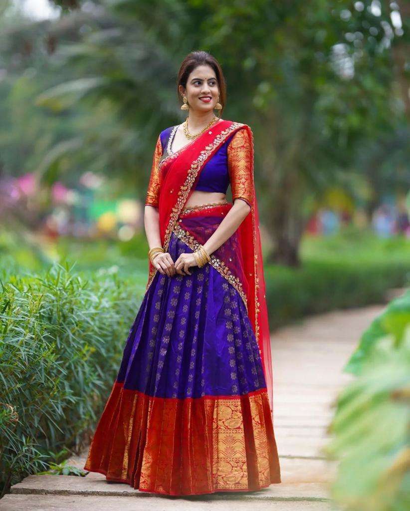 Kanjiveram Silk Zari Lehanga Buy Royal Blue Color Kanjivaram Silk lehenga Choli  collection 