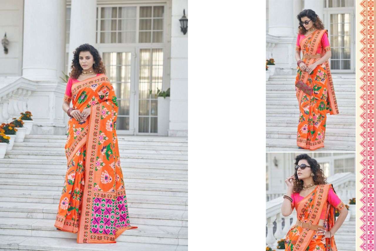Orange Patola Silk Saree Buy Patola Silk Sarees online at Best Prices in India  collection 
