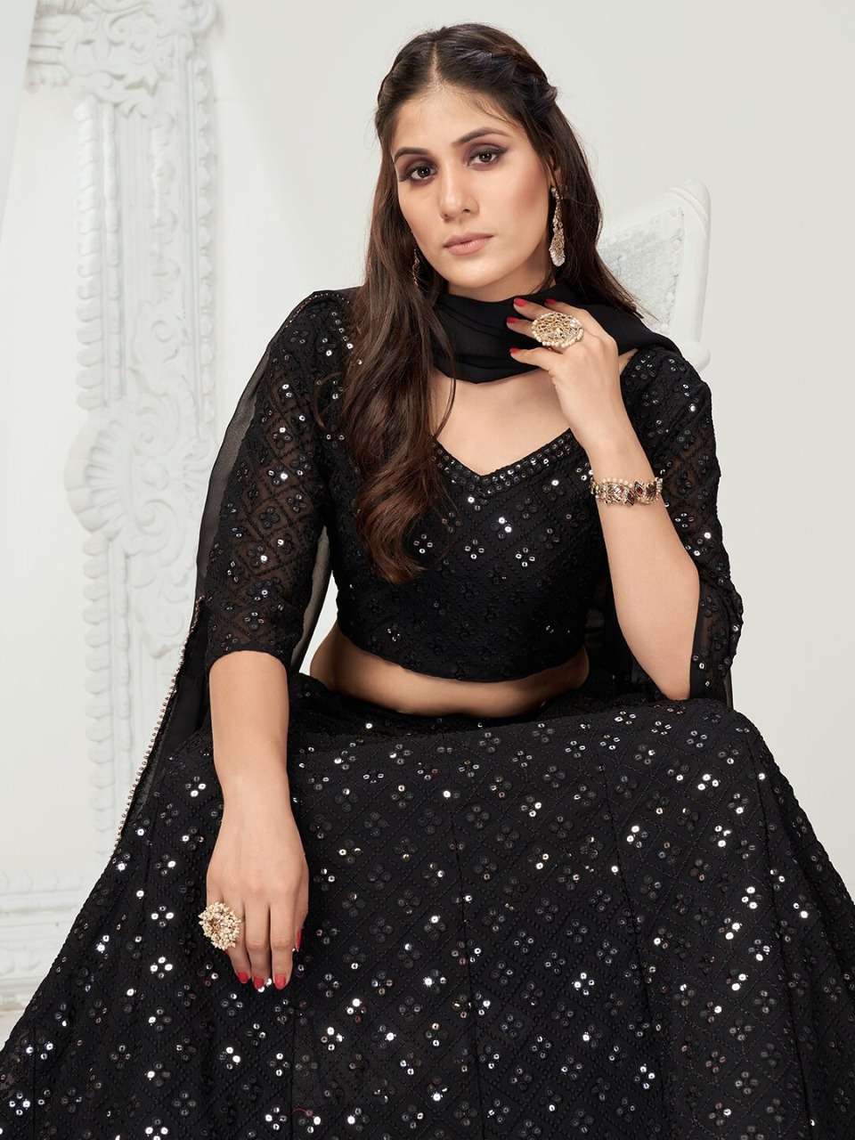 Black Seqiunce Lehenga Choli