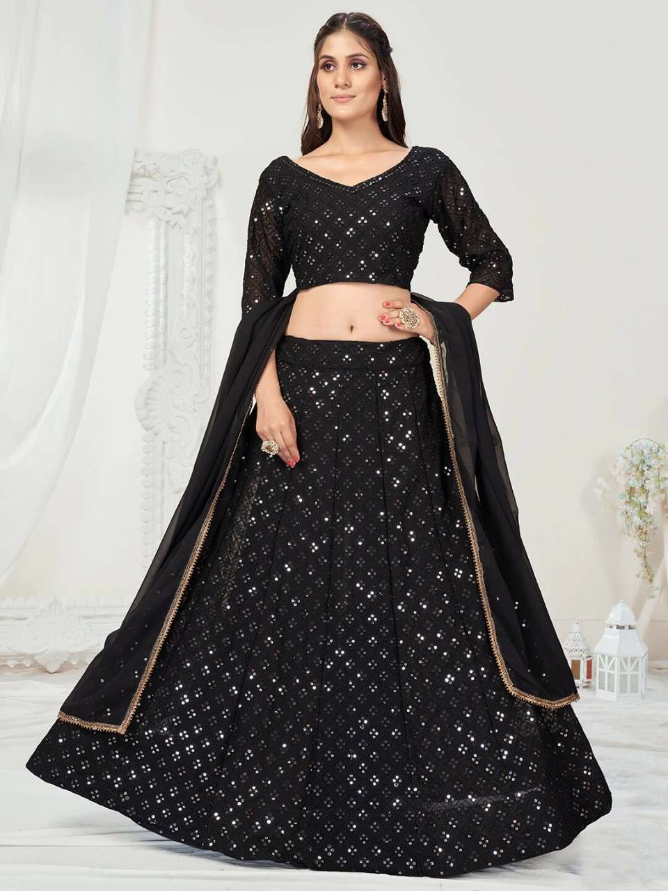 Black Seqiunce Lehenga Choli