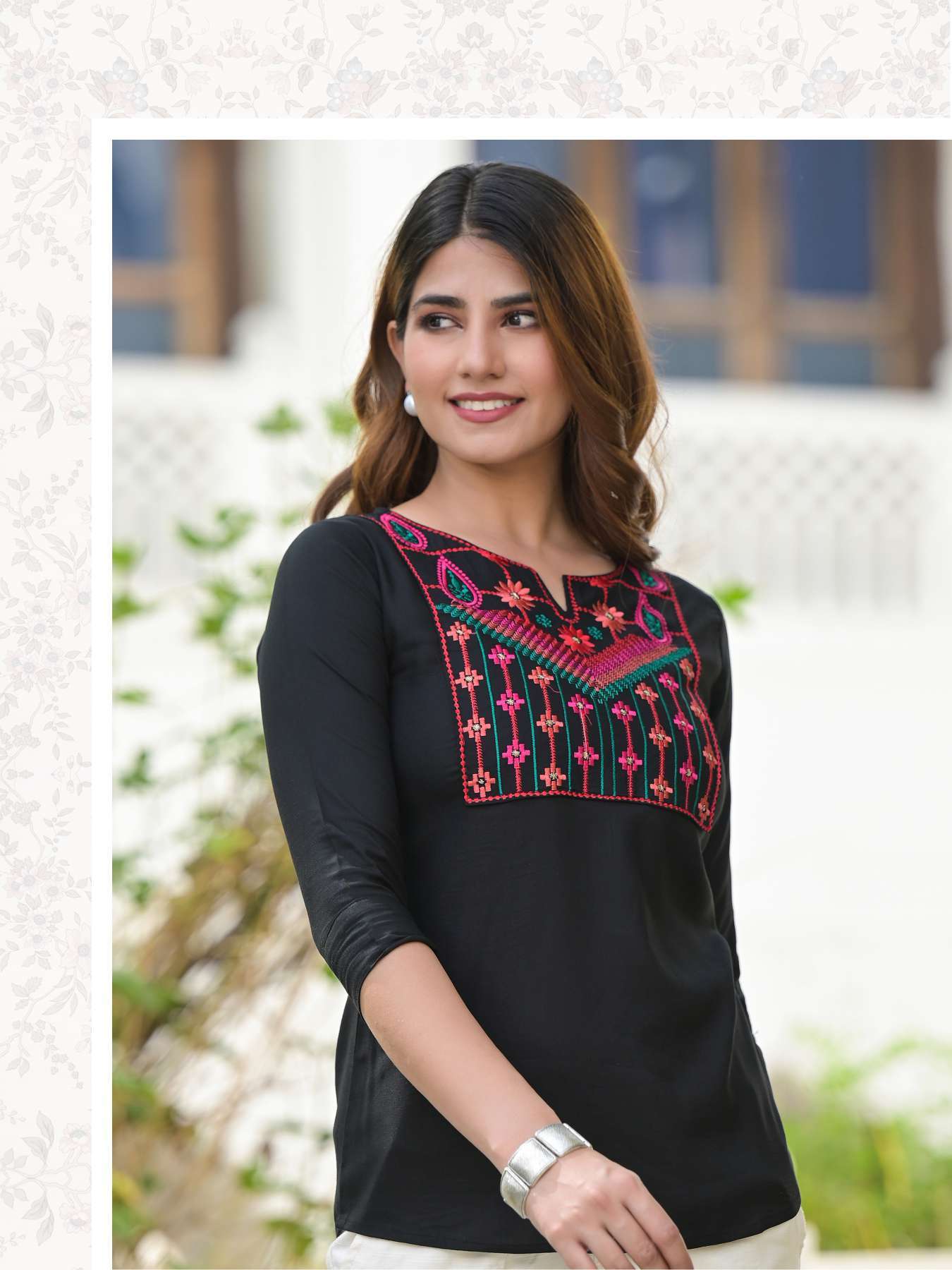 Minu GAURI Rayon Embroidered Top-5P Catalogue