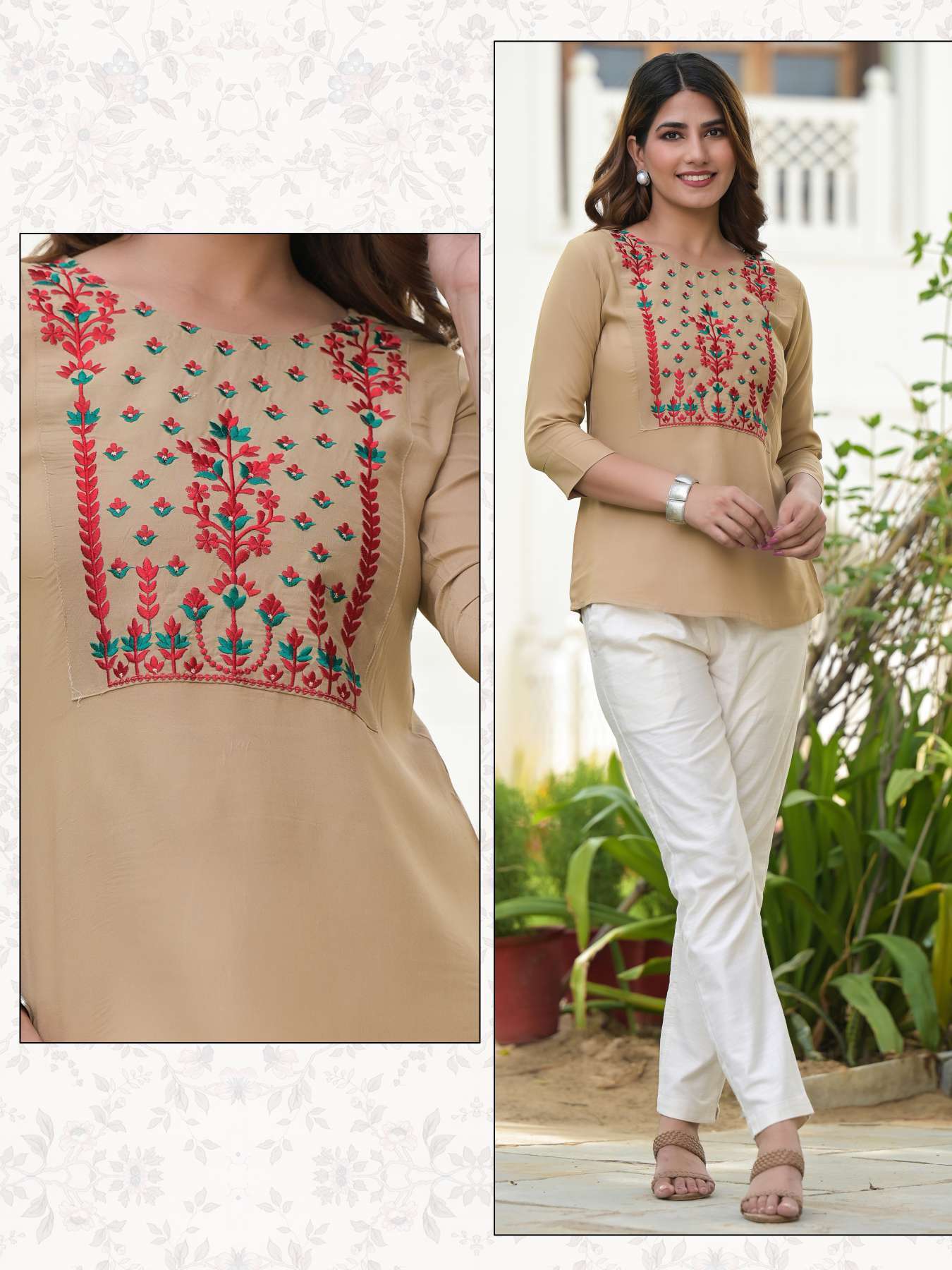 Minu GAURI Rayon Embroidered Top-5P Catalogue