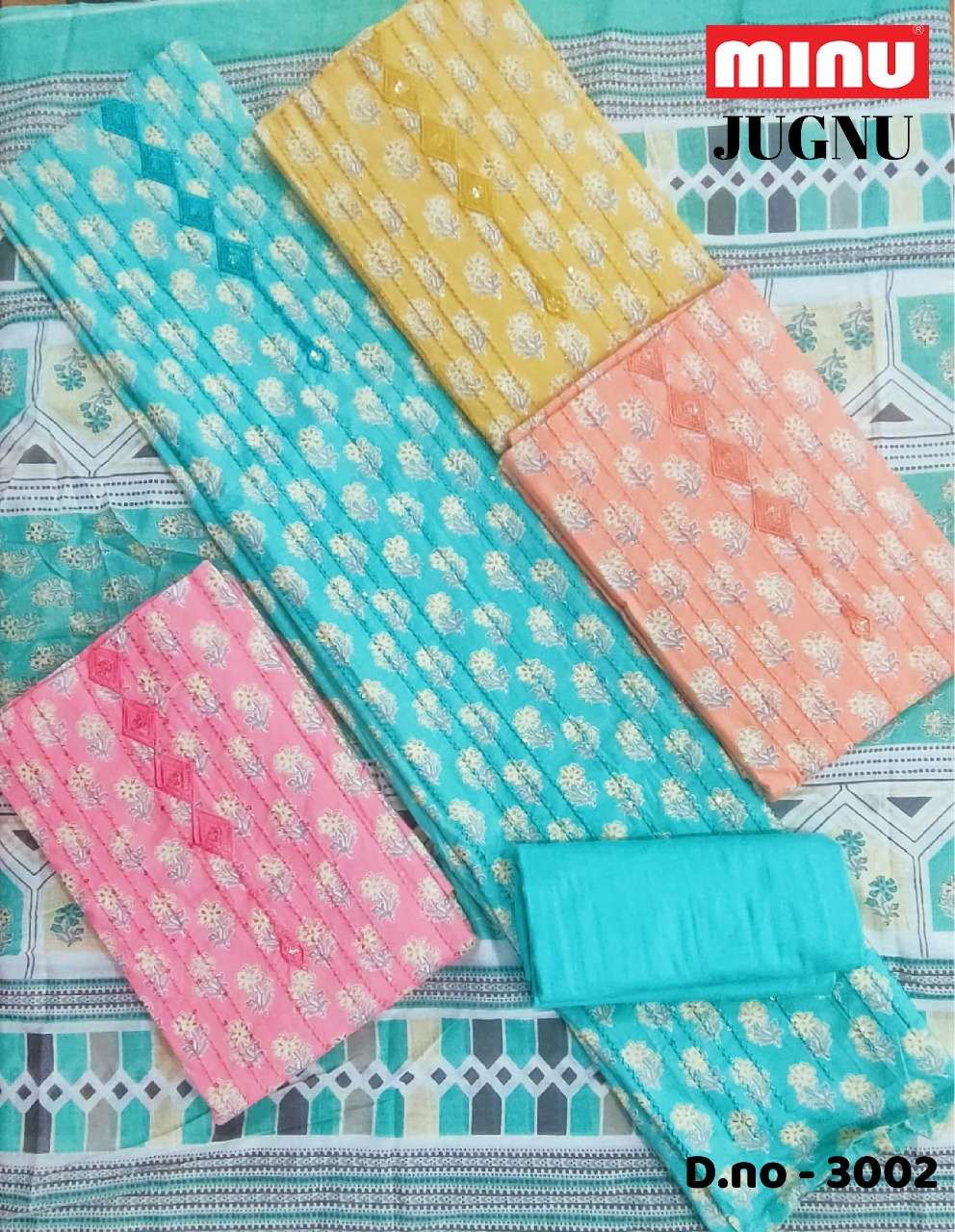 Minu JUGNU Exclusive Cotton Embroidered Dress Material-20P Catalogue