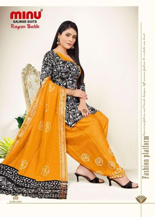 Minu Rayon Batik-10P Dress Material Catalogue
