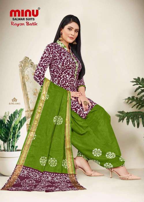 Minu Rayon Batik-10P Dress Material Catalogue