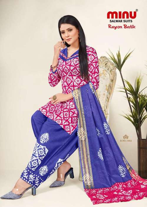 Minu Rayon Batik-10P Dress Material Catalogue