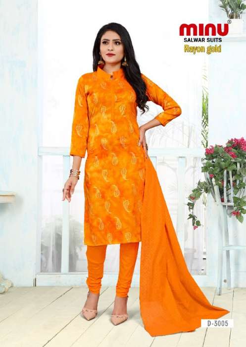 Minu Rayon Gold Rayon Dress Material-8P Catalogue