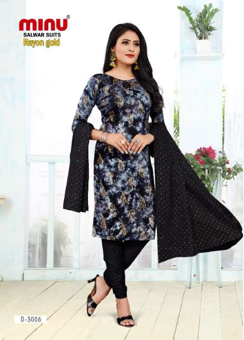 Minu Rayon Gold Rayon Dress Material-8P Catalogue