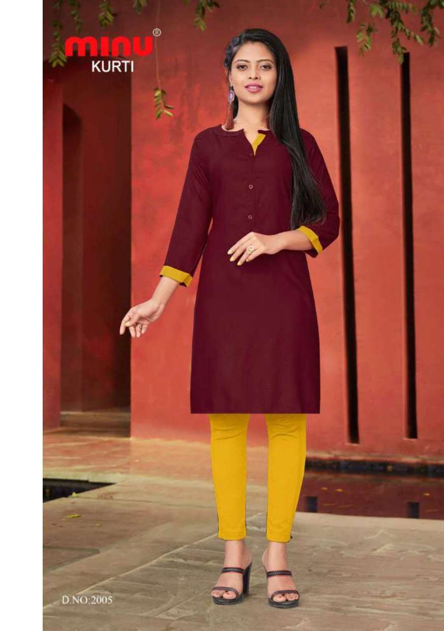 Minu Ruby vol-2 Rayon Kurtis Catalogue-9P