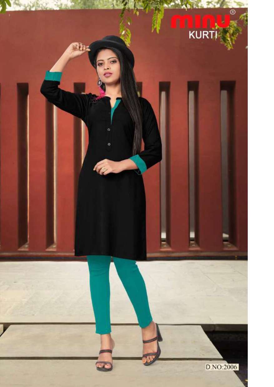 Minu Ruby vol-2 Rayon Kurtis Catalogue-9P