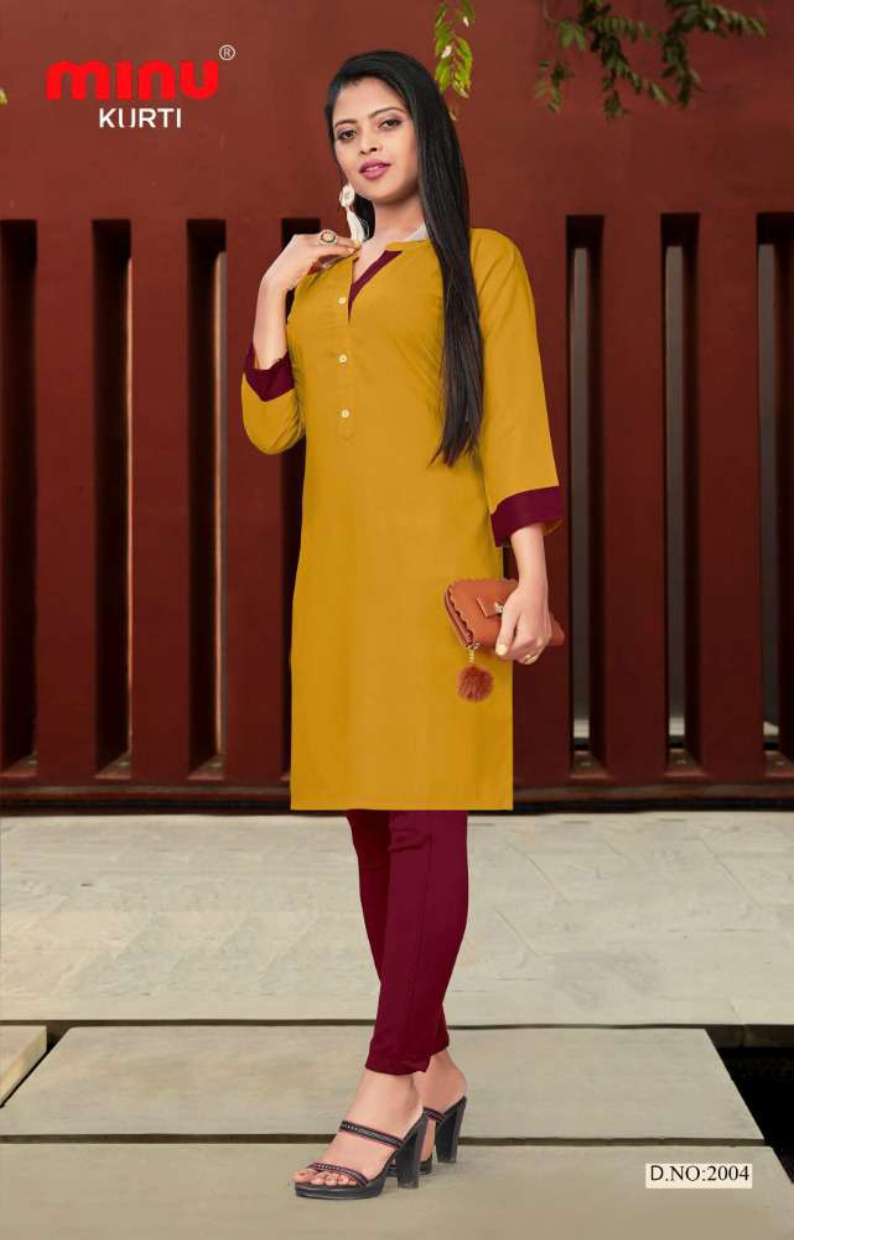 Minu Ruby vol-2 Rayon Kurtis Catalogue-9P