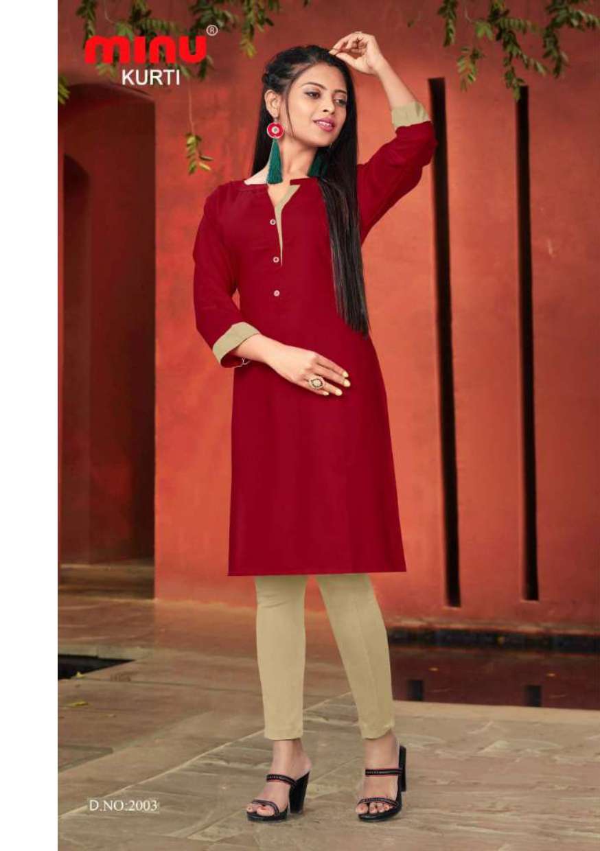 Minu Ruby vol-2 Rayon Kurtis Catalogue-9P