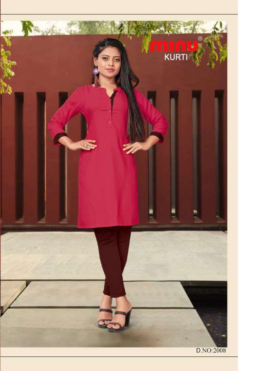 Minu Ruby vol-2 Rayon Kurtis Catalogue-9P
