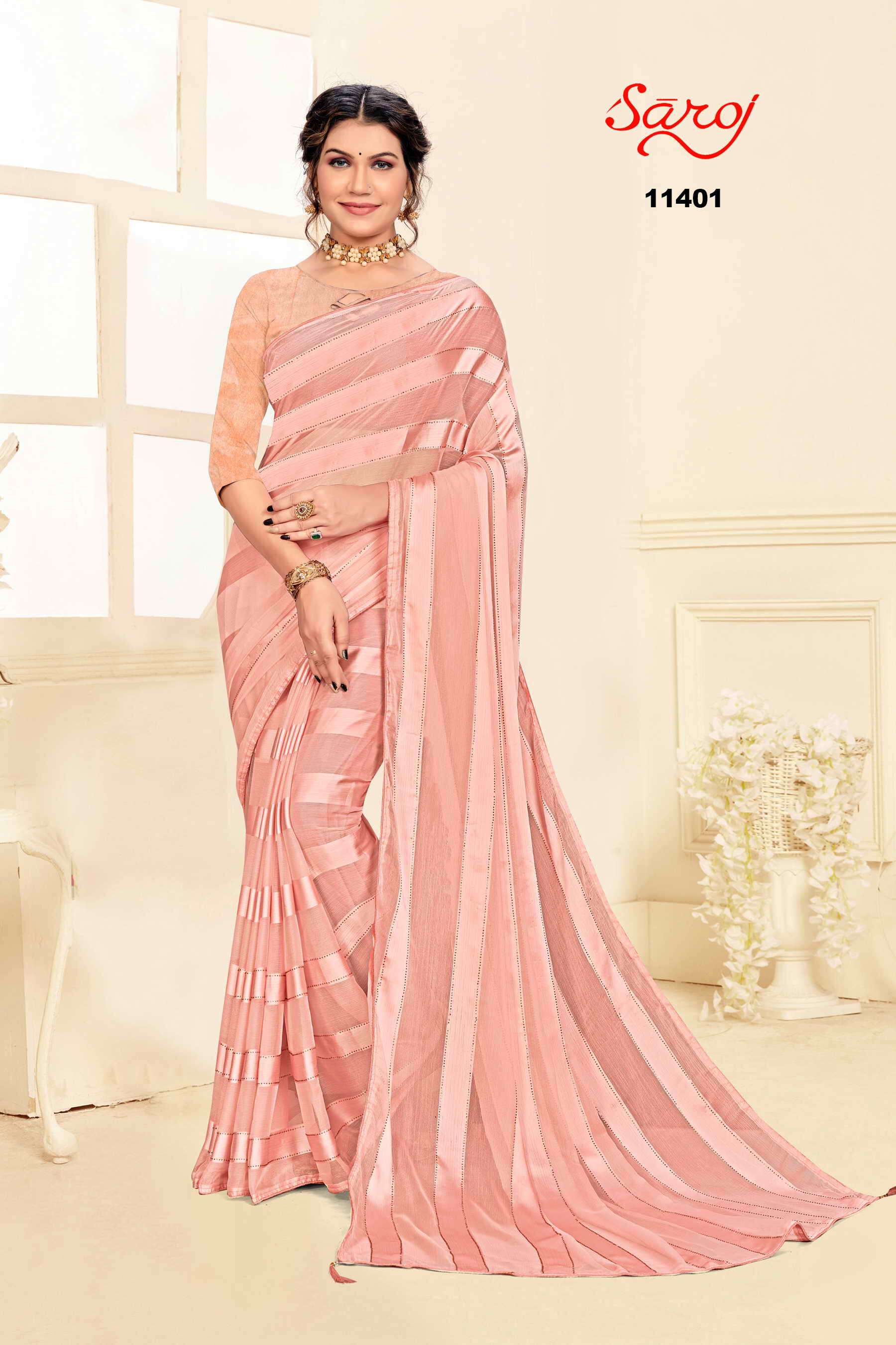 Saroj Jackpot Vol-2 fancy Saree with Satin Patta 