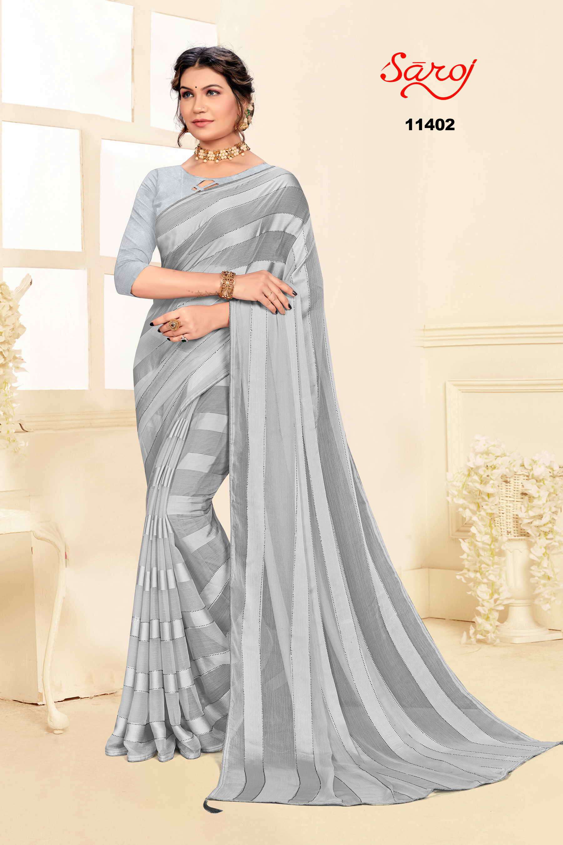Saroj Jackpot Vol-2 fancy Saree with Satin Patta 