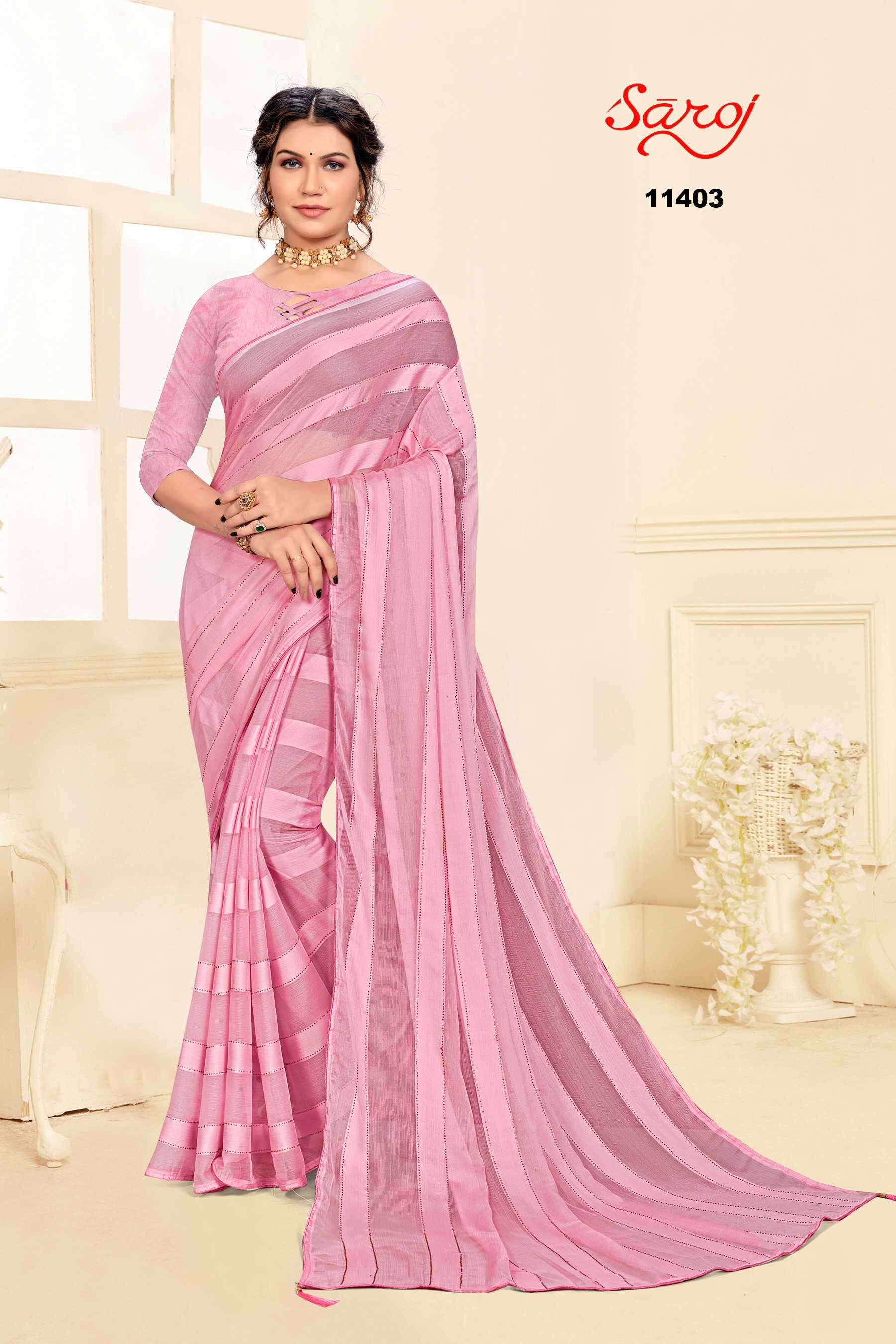 Saroj Jackpot Vol-2 fancy Saree with Satin Patta 