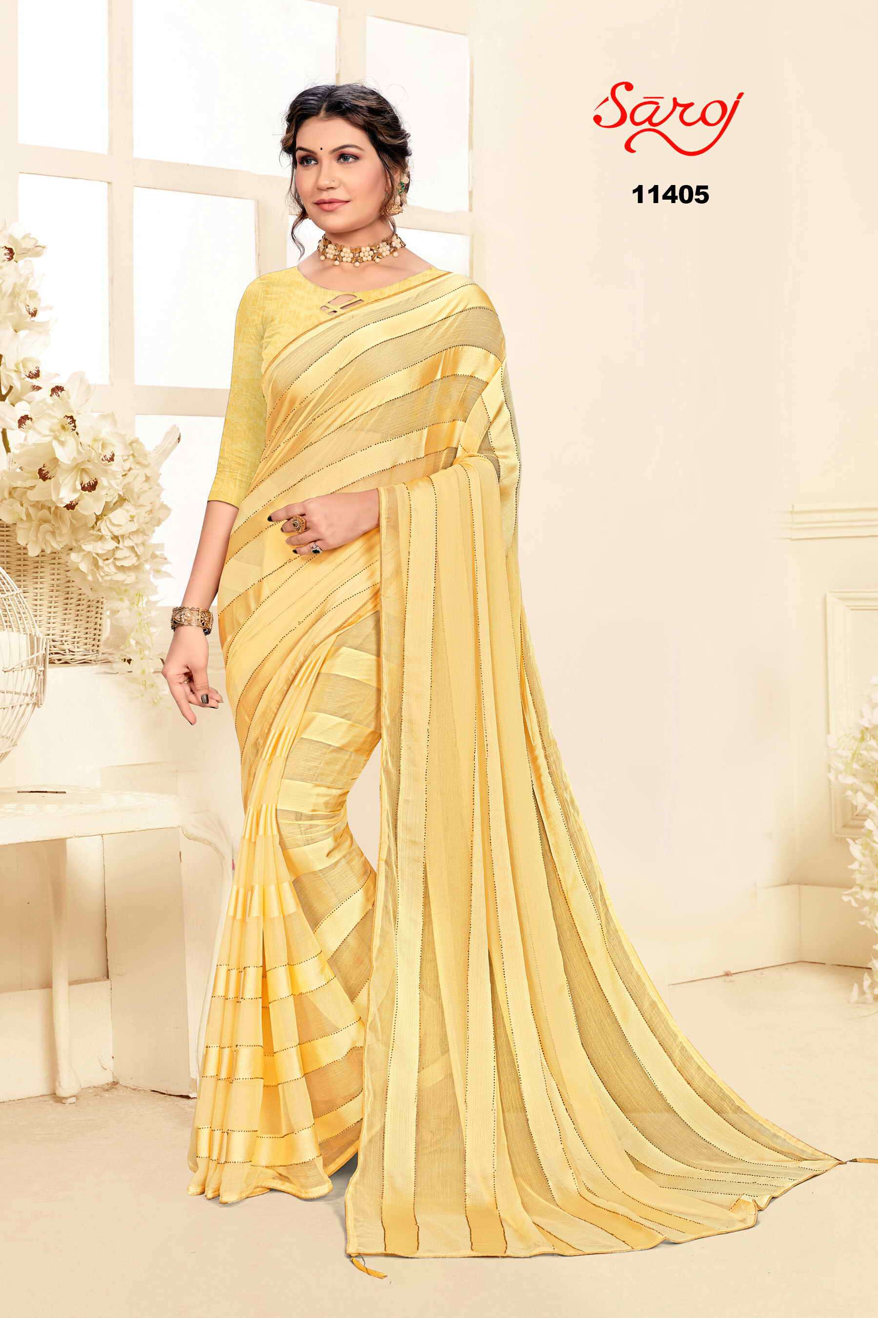 Saroj Jackpot Vol-2 fancy Saree with Satin Patta 