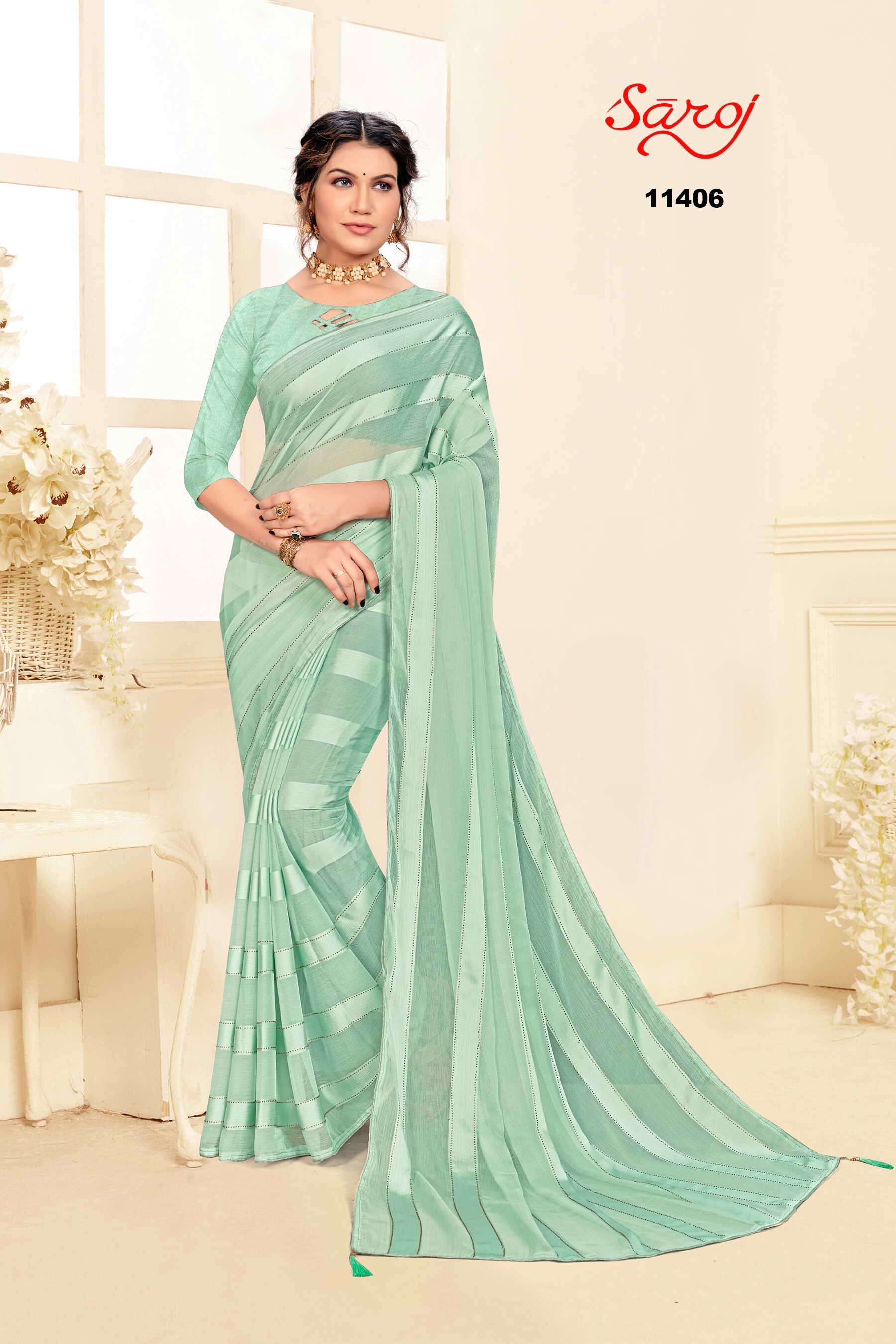 Saroj Jackpot Vol-2 fancy Saree with Satin Patta 