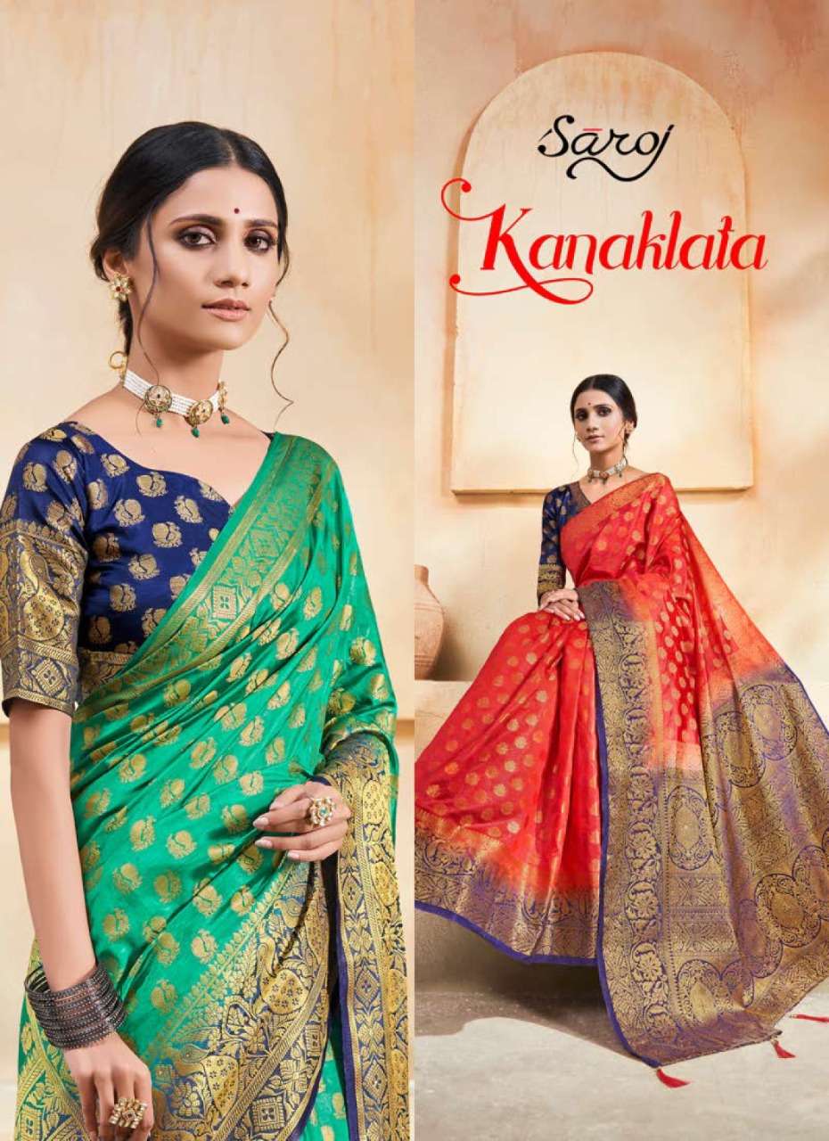 Saroj Kanaklata banarasi silk and heavy reach pallu silk saree