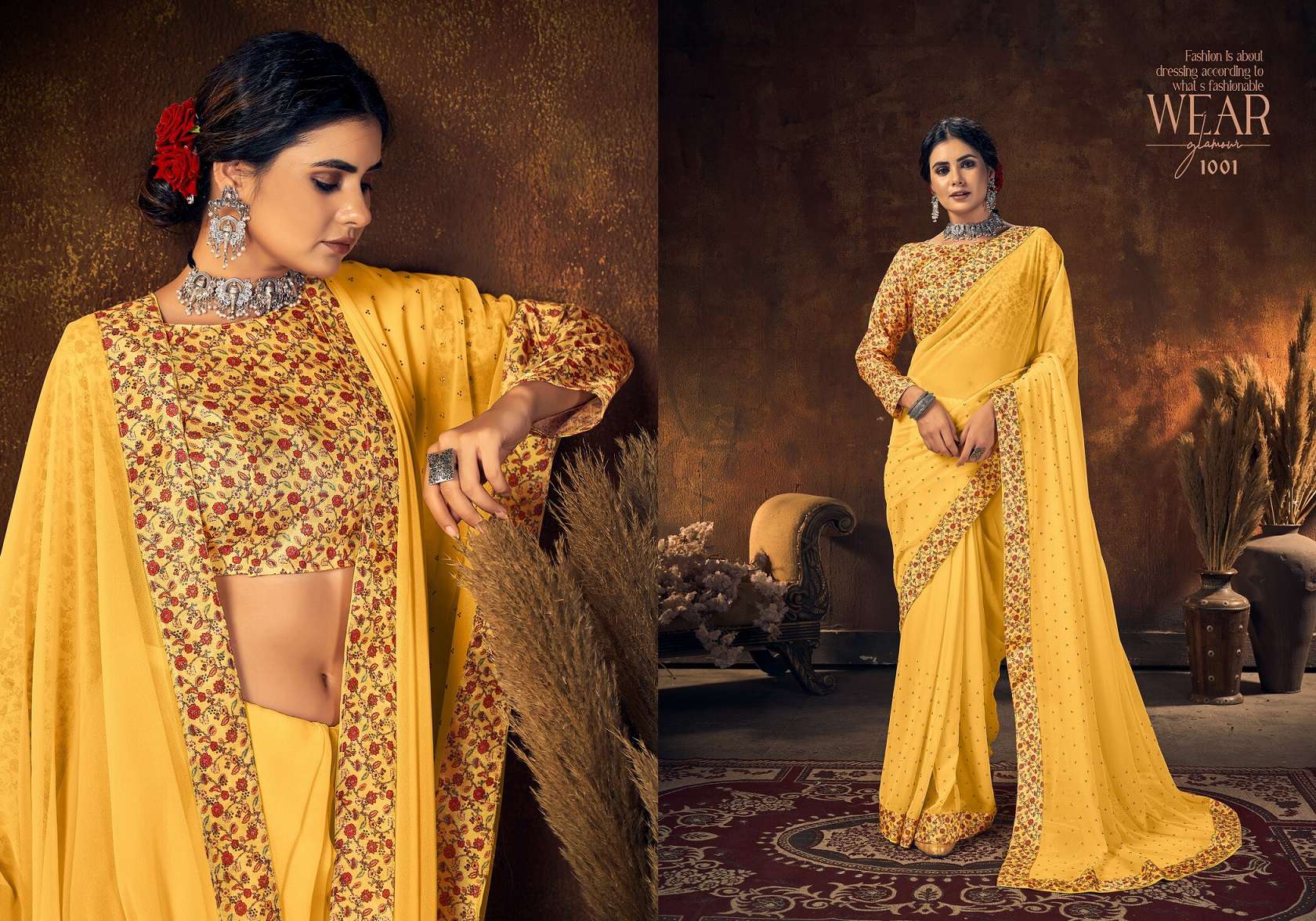 Saroj - Ziyaa Soft Georgette with heavy Diamonds and Digital Lace