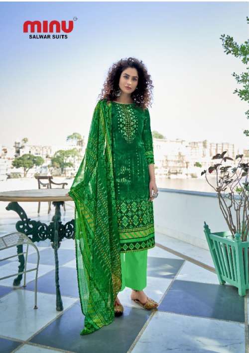 Minu Star Touch Cotton Embroidery Dress Material-8P Catalogue