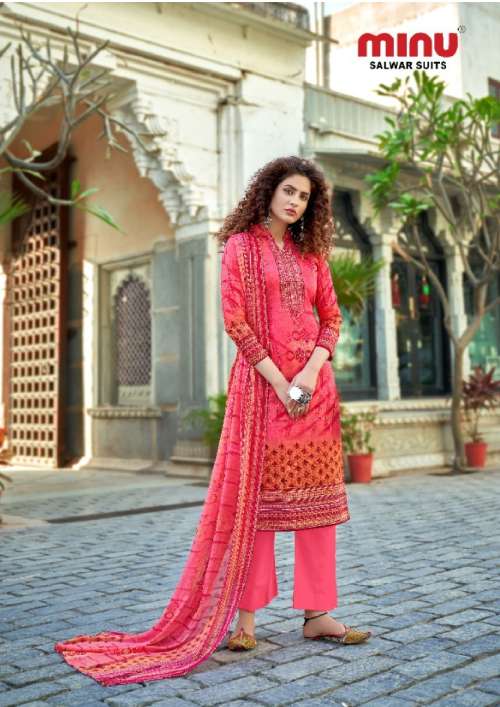Minu Star Touch Cotton Embroidery Dress Material-8P Catalogue