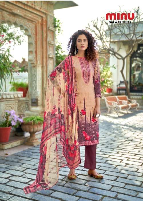 Minu Star Touch Cotton Embroidery Dress Material-8P Catalogue