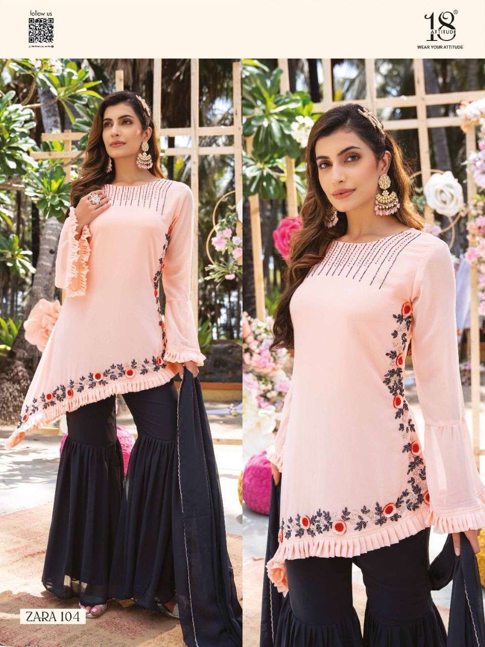  18 Attitude Launch ZARA   kurti-bottom with Duppata 