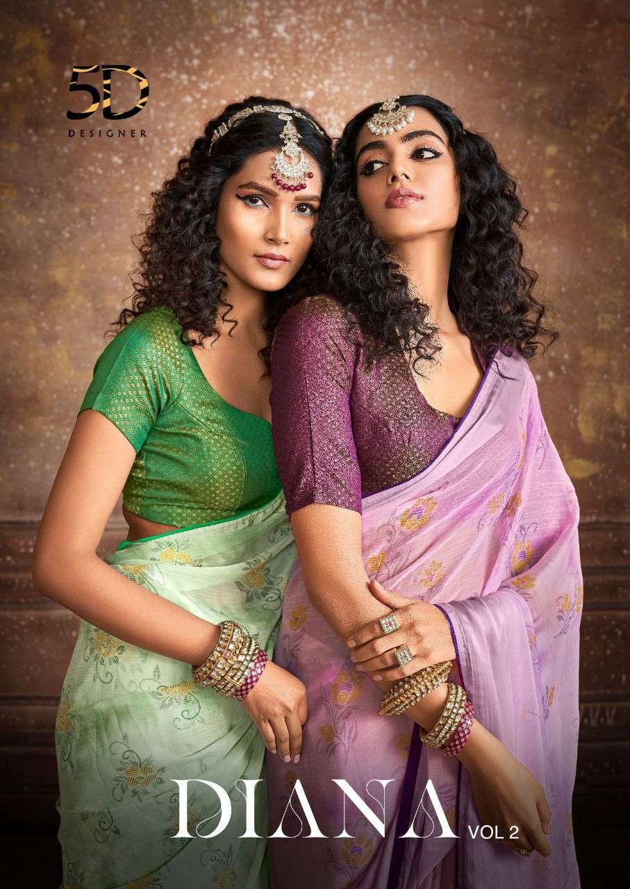  5D DESIGNER DIANA VOL 2 CHIFFON SAREES WHOLESALER