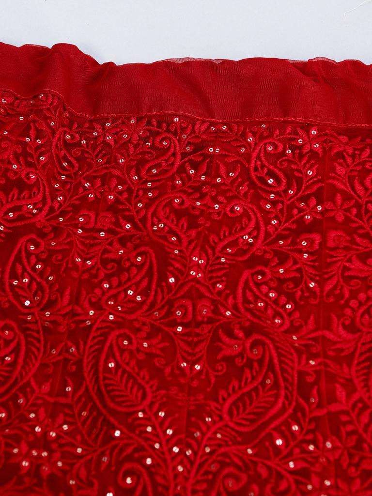 Admiring Maroon Color Designer Soft net Sequins Work