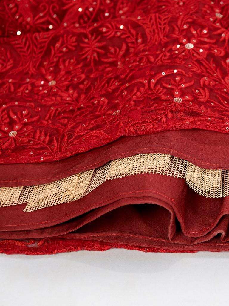 Admiring Maroon Color Designer Soft net Sequins Work