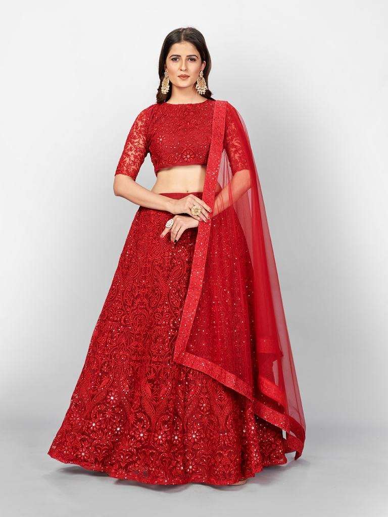 Admiring Maroon Color Designer Soft net Sequins Work