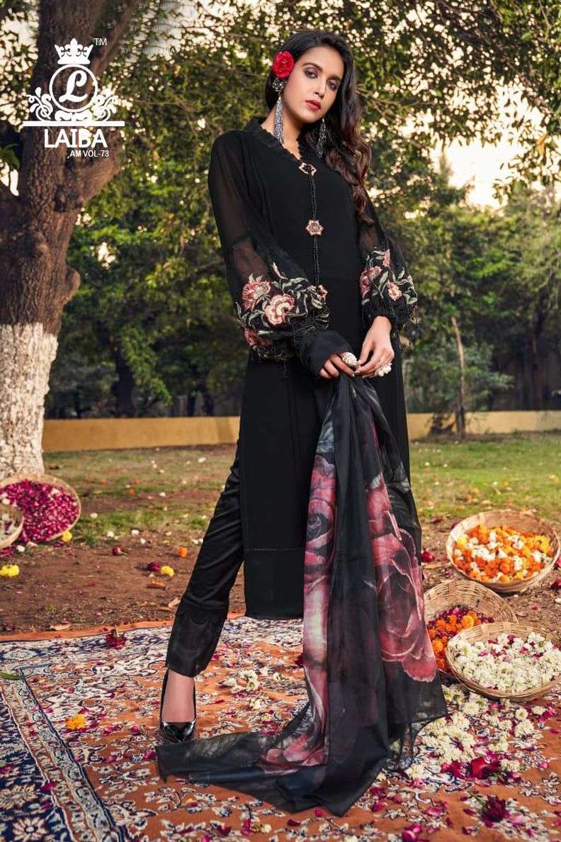AM VOL 73 BY LAIBA DESIGNER GEORGETTE PAKISTANI READYMADE SUITS